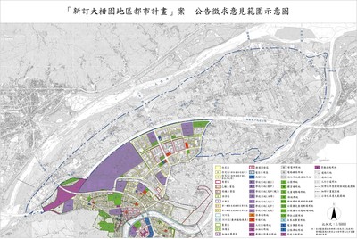 「新訂大柑園地區都市計畫」案公告徵求意見範圍示意圖。