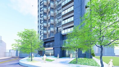淡水海天段社會住宅一樓周邊立面(模擬圖)。