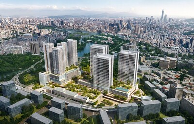 環狀線十四張站暨南機廠開發案建築量體模擬示意圖(新北市政府捷運局提供)