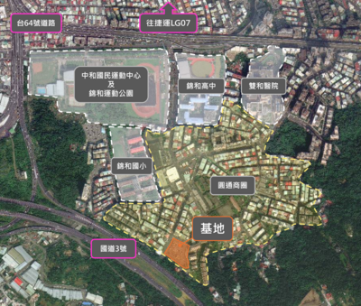 中和區盛昌段社宅基地位置。