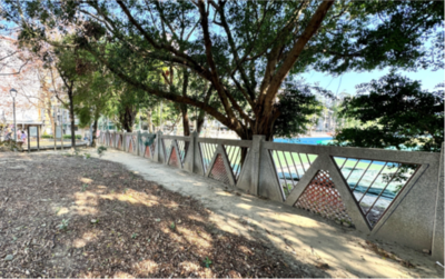 廣場改善前,打開新北高工圍牆、營造開闊視覺。