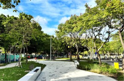 經路型調整、人行道拓寬,海山路人行道成為友善、舒適的通學廊道。