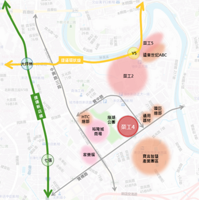 新店榮工單元4周邊發展示意圖